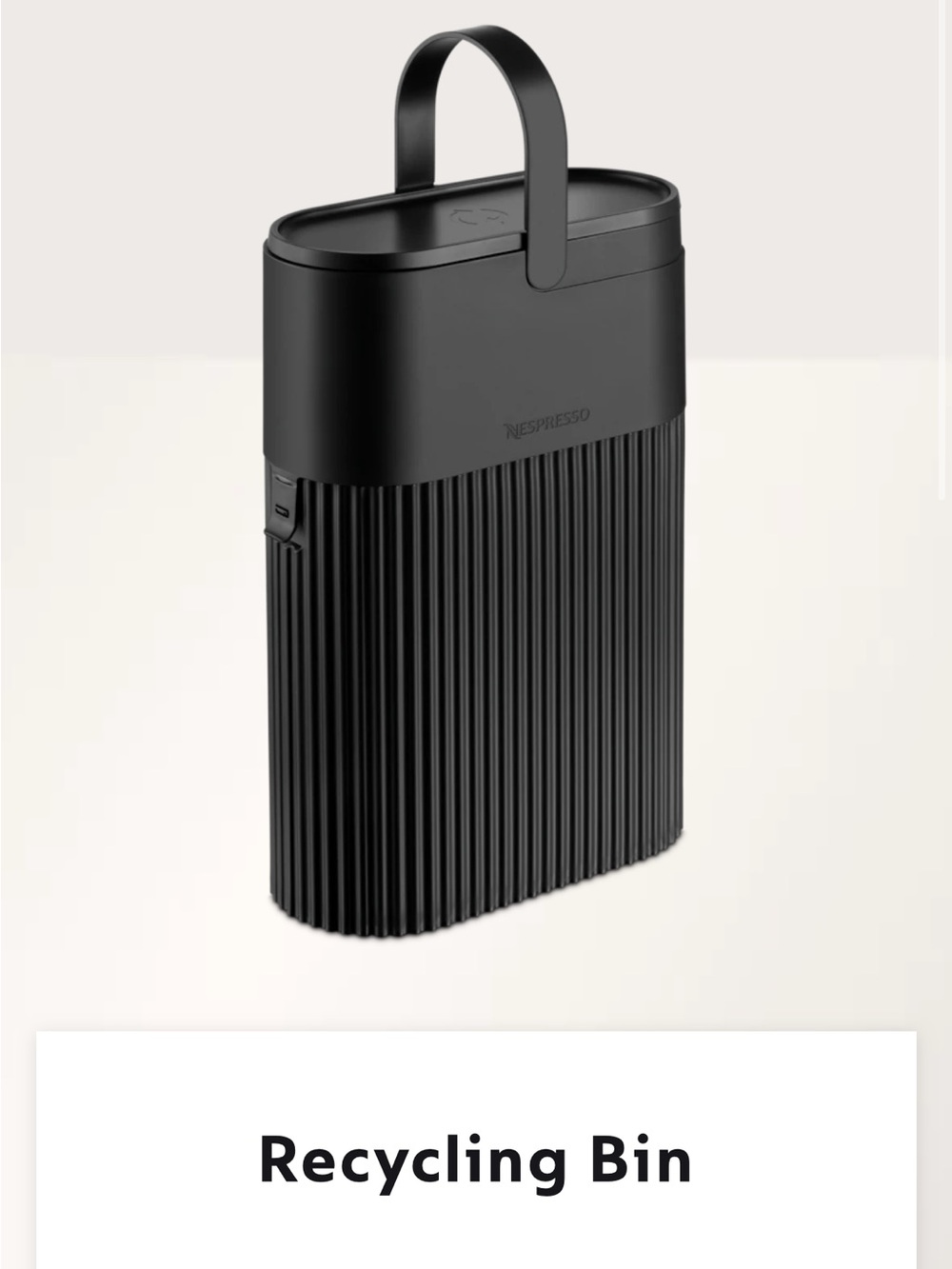 Nespresso Black Portable Recycling Bin with Handle
